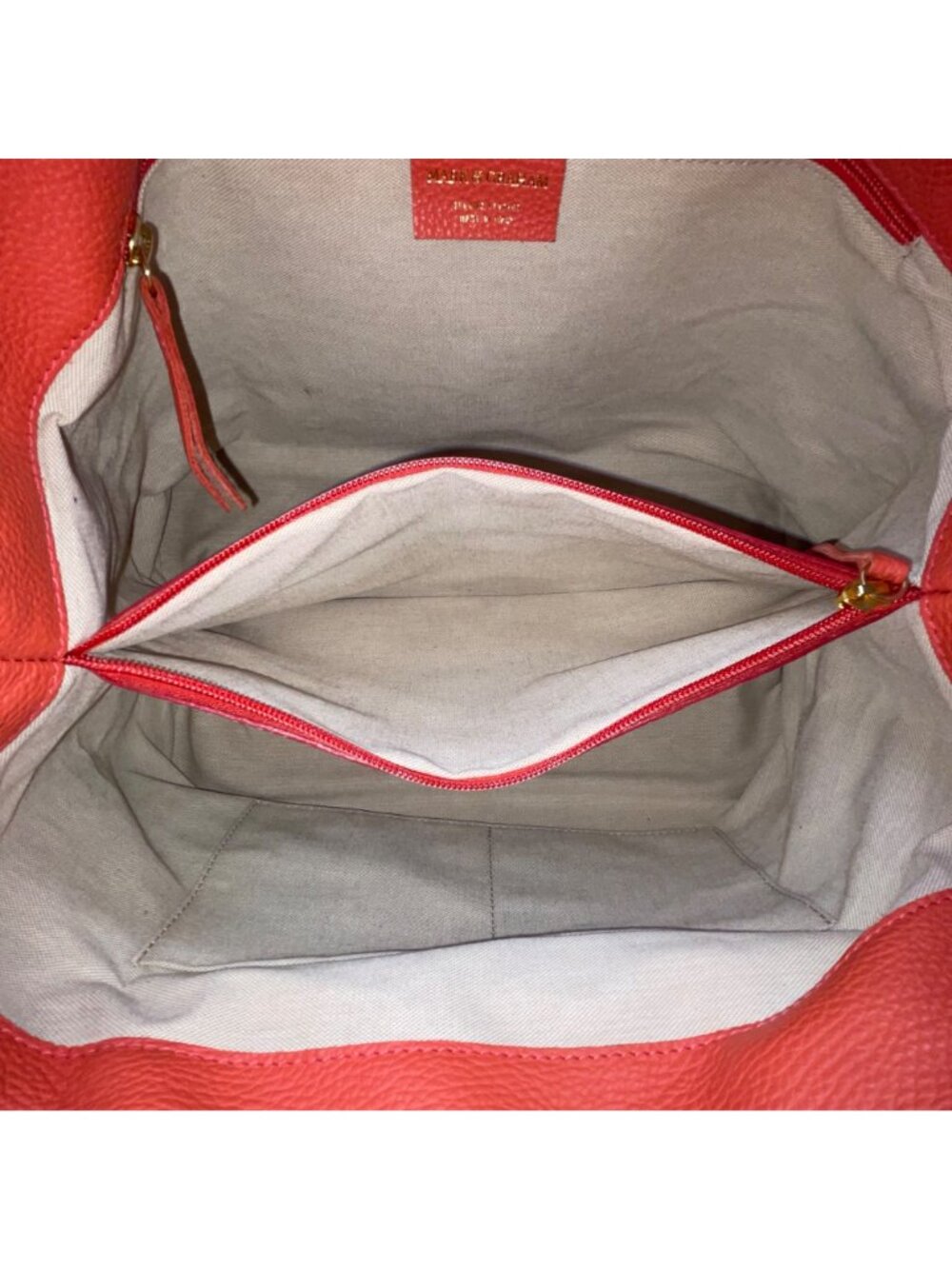 Mark & Graham Women’s Red Leather Gold BCB Initial Details Tote Bag Size L - Picture 8 of 13